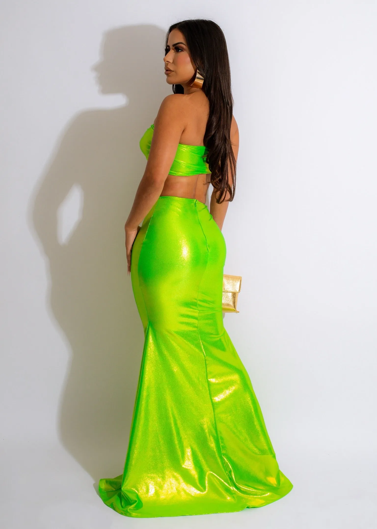 Electric Paradise Mermaid Maxi Dress Green