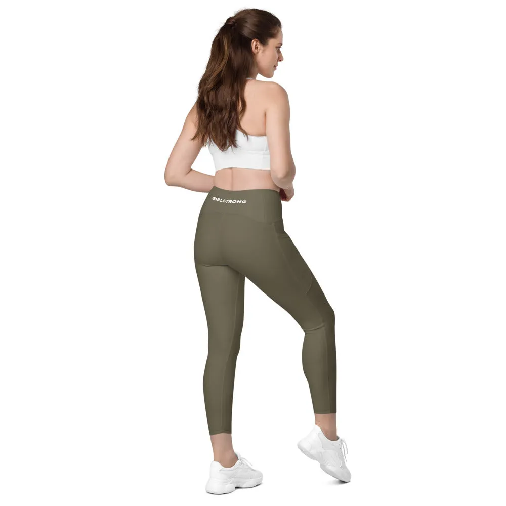 ELEVATED ESSENTIALS, THE PERFECT SIDE POCKET LEGGING ARMY GREEN