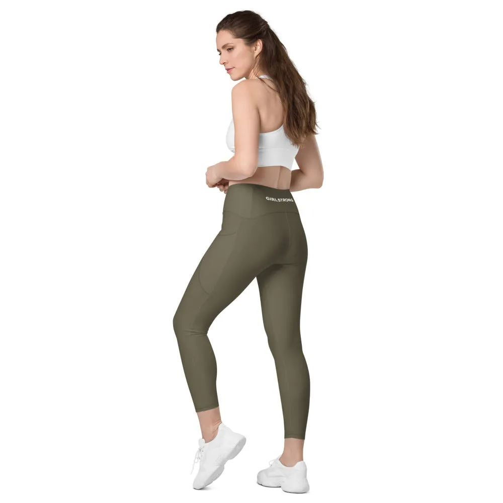 ELEVATED ESSENTIALS, THE PERFECT SIDE POCKET LEGGING ARMY GREEN