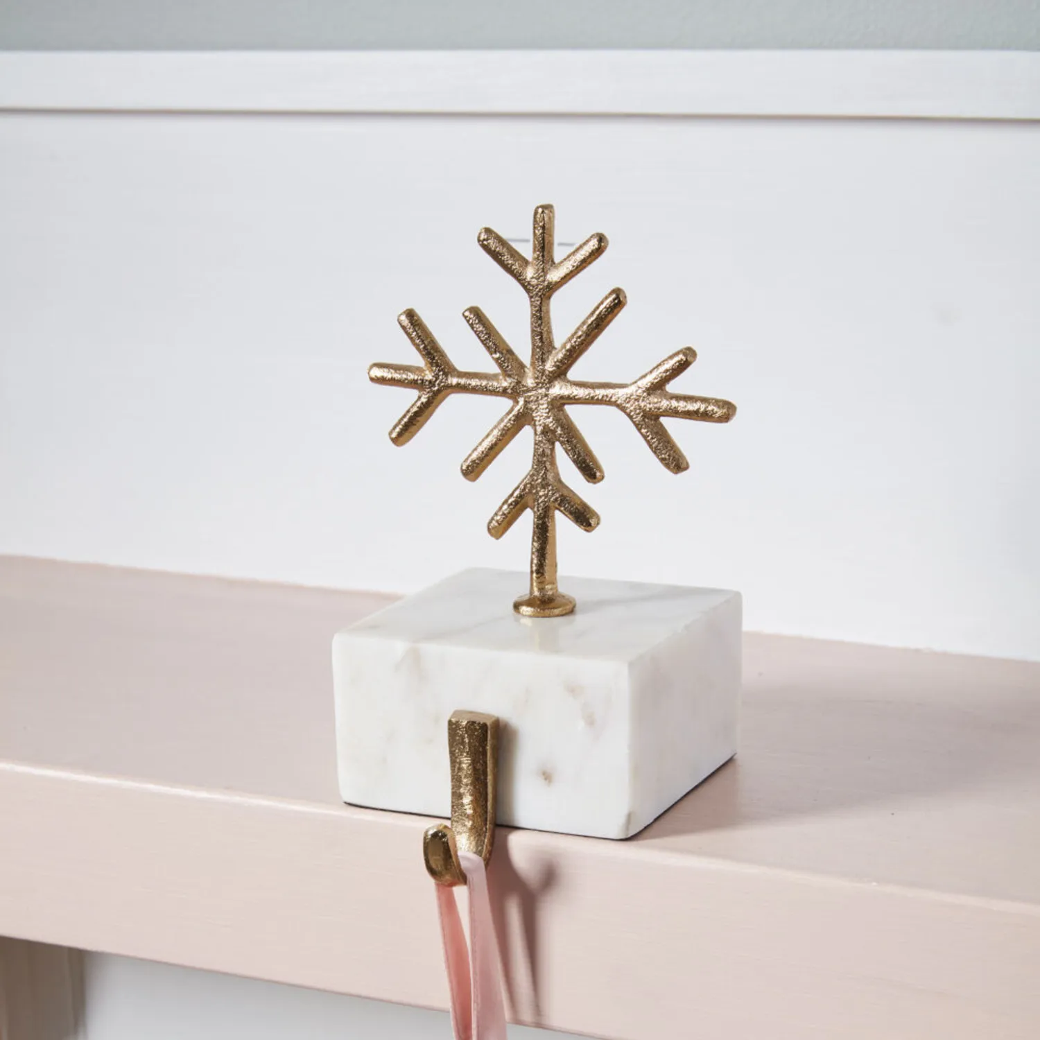 Festive White Marble Stocking Holders