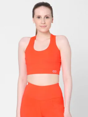 Fiery Coral T Back Sports Top & Aura Leggings