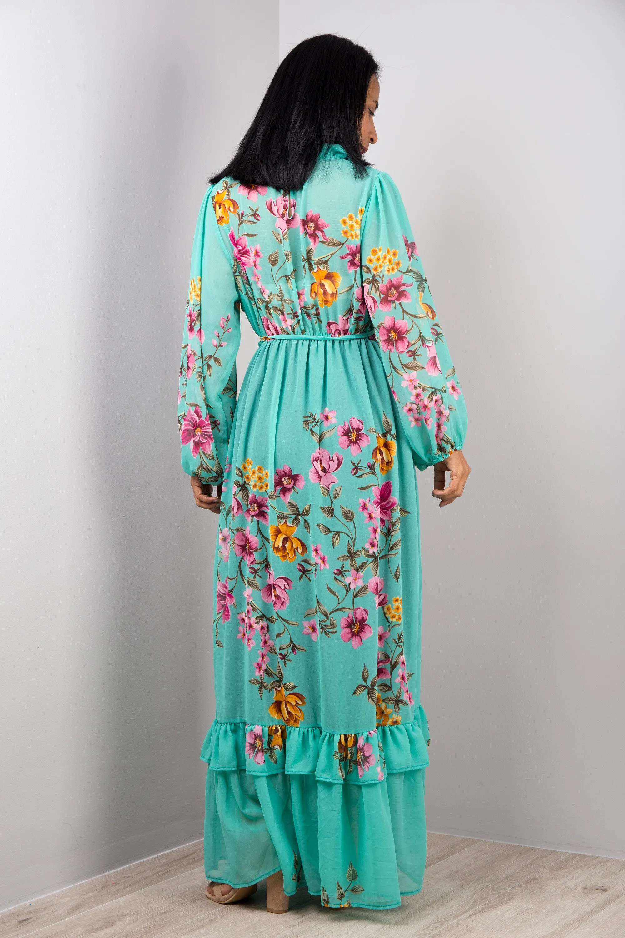 Floral Maxi Chiffon Dress