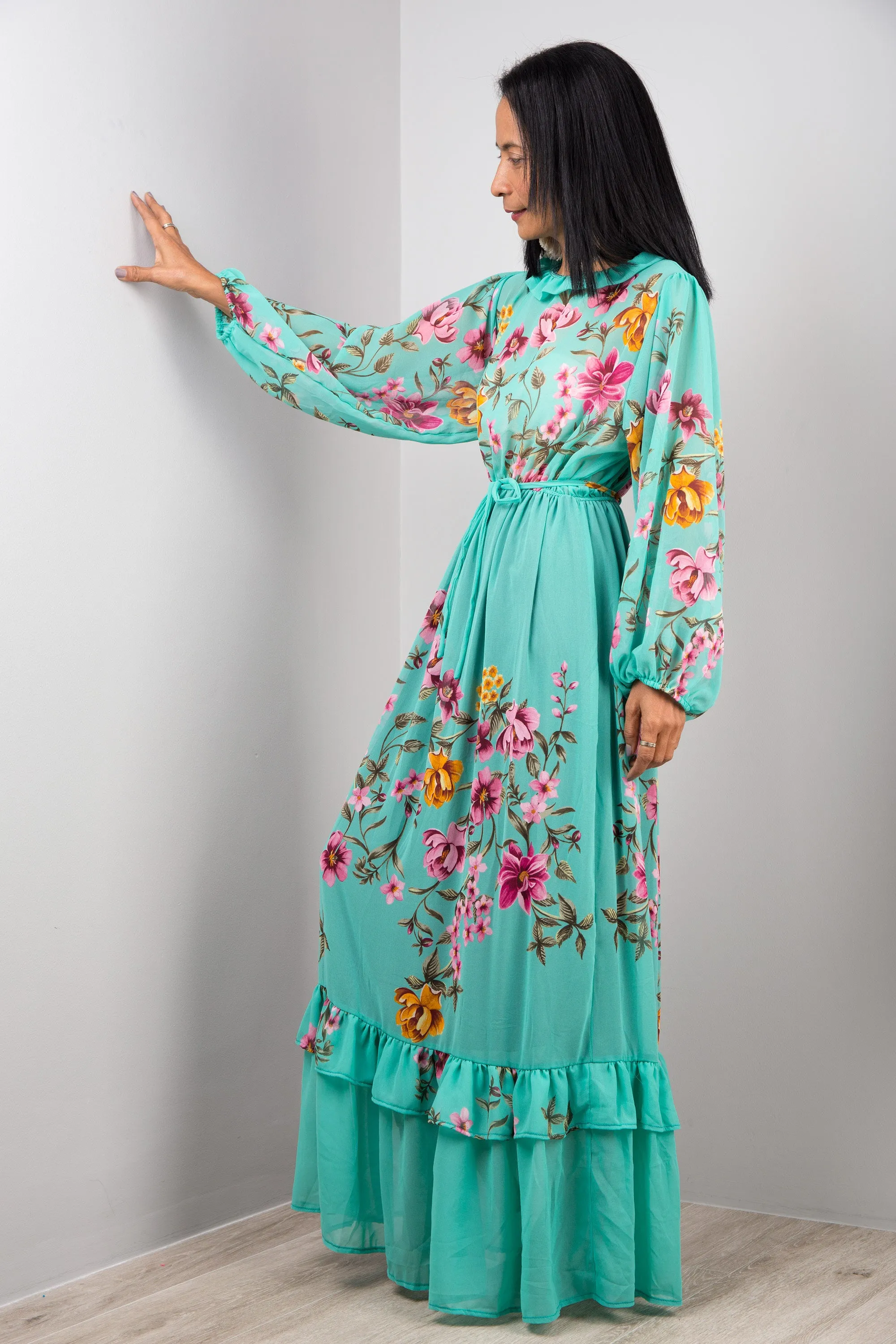 Floral Maxi Chiffon Dress