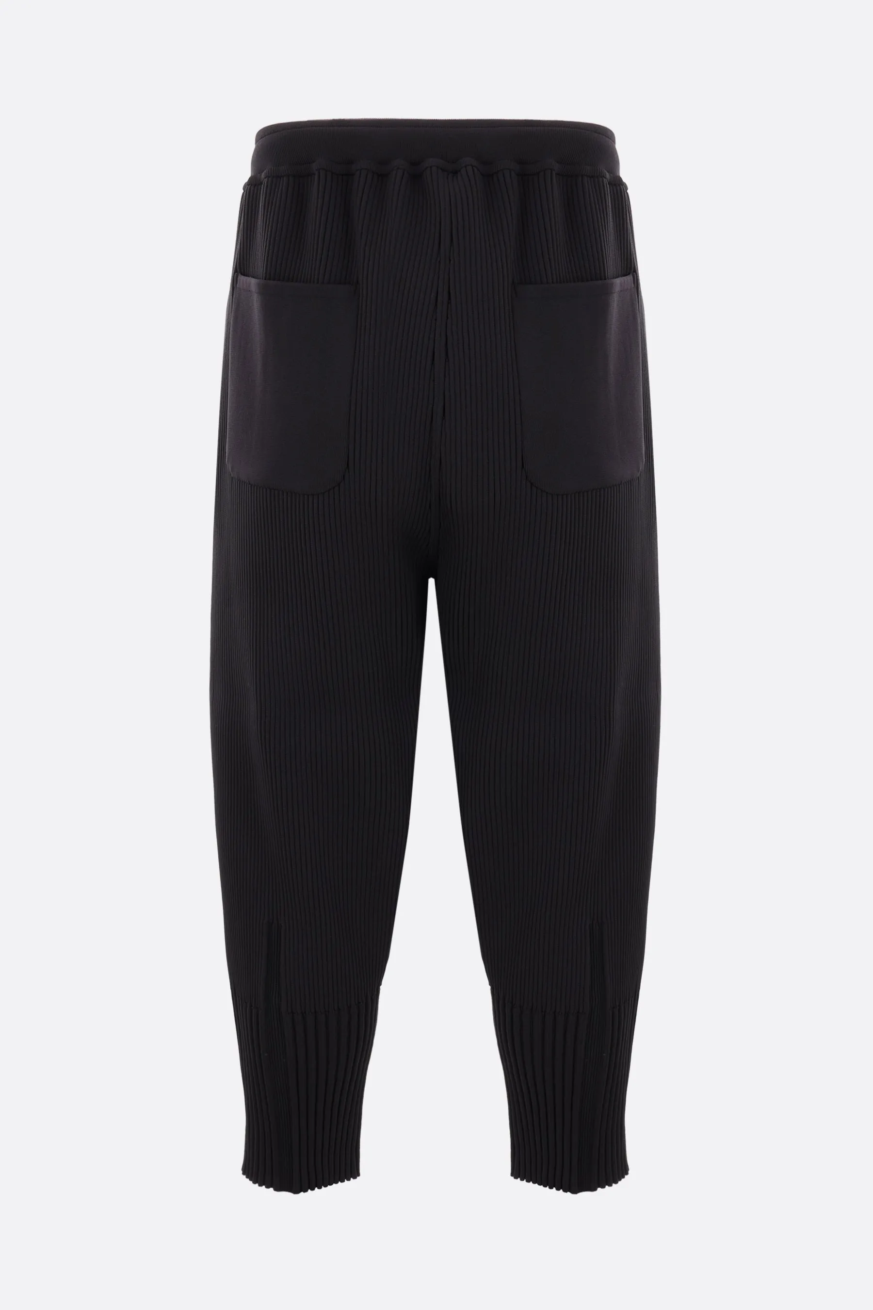 Fluted rib knit tapered trousers