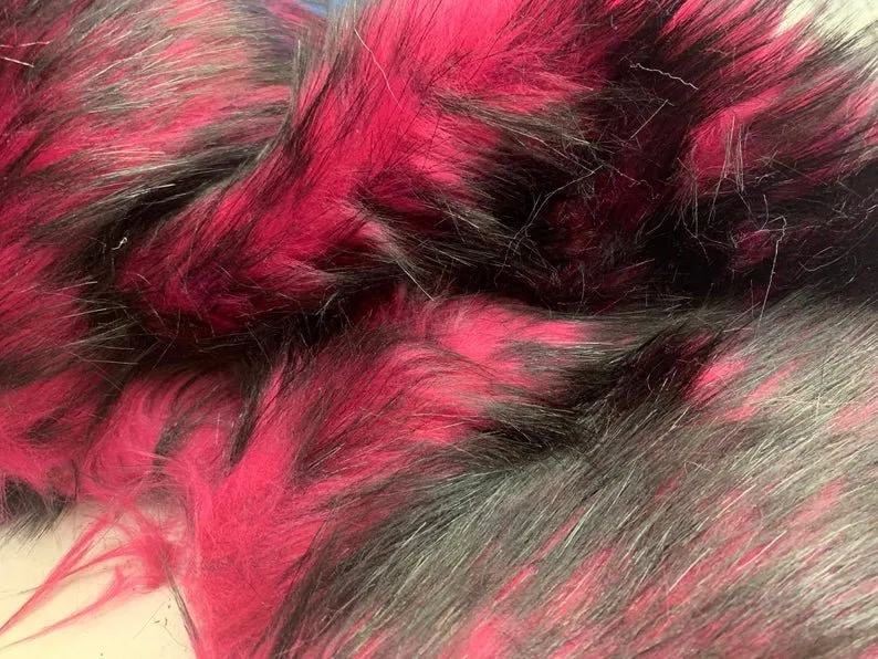 Fuchsia Husky Faux Fur Fabric - Shaggy Fur Luxury Fabric