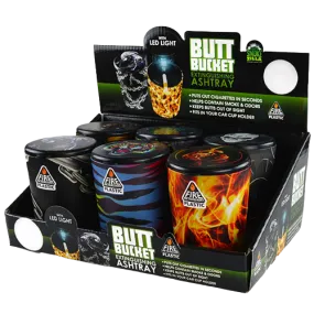 Full Print Butt Bucket Ashtray with LED Light - 6 Per Retail Ready Display