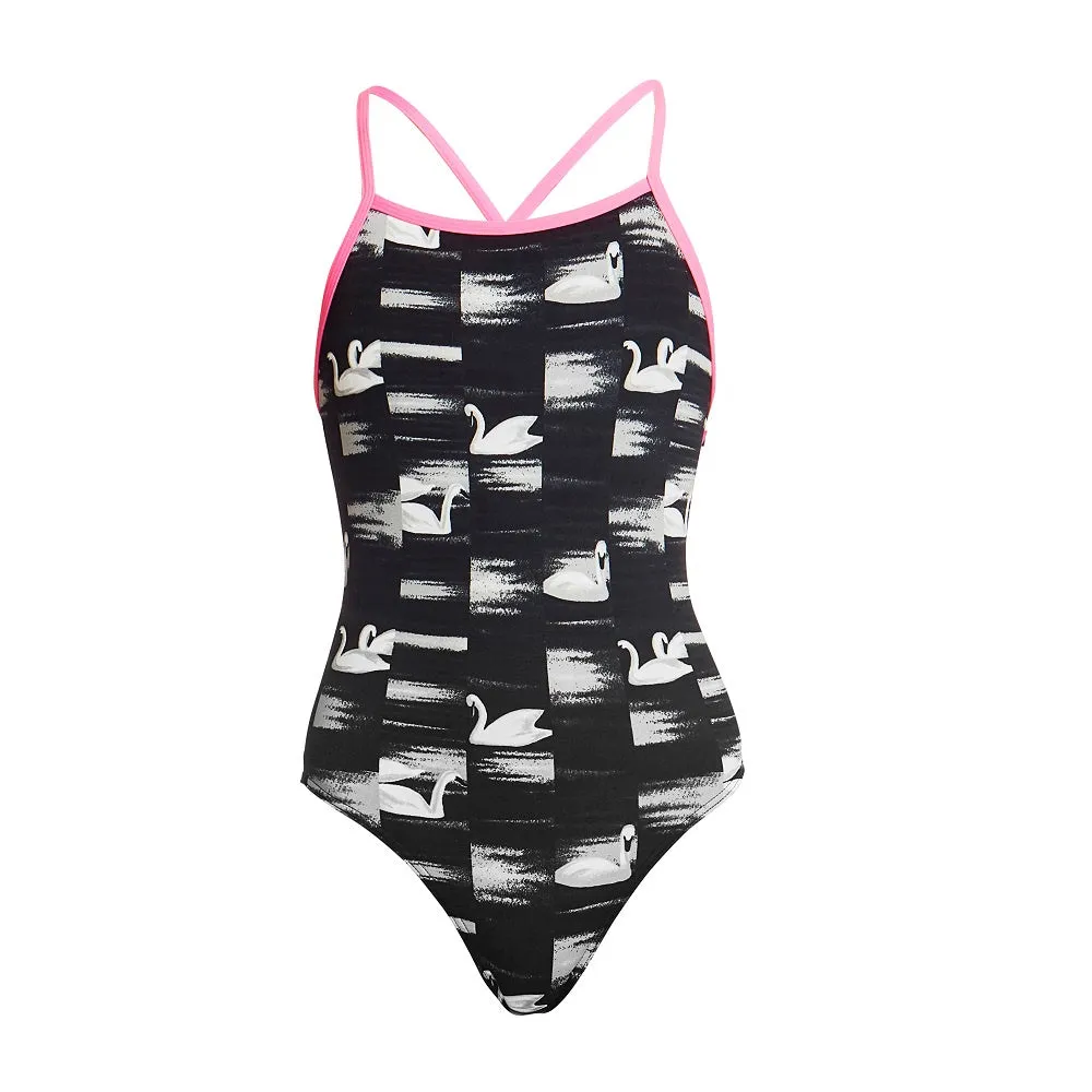 Funkita Girls Tie Me Tight One Piece FKS001G- Black Swan