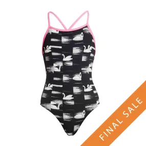 Funkita Girls Tie Me Tight One Piece FKS001G- Black Swan