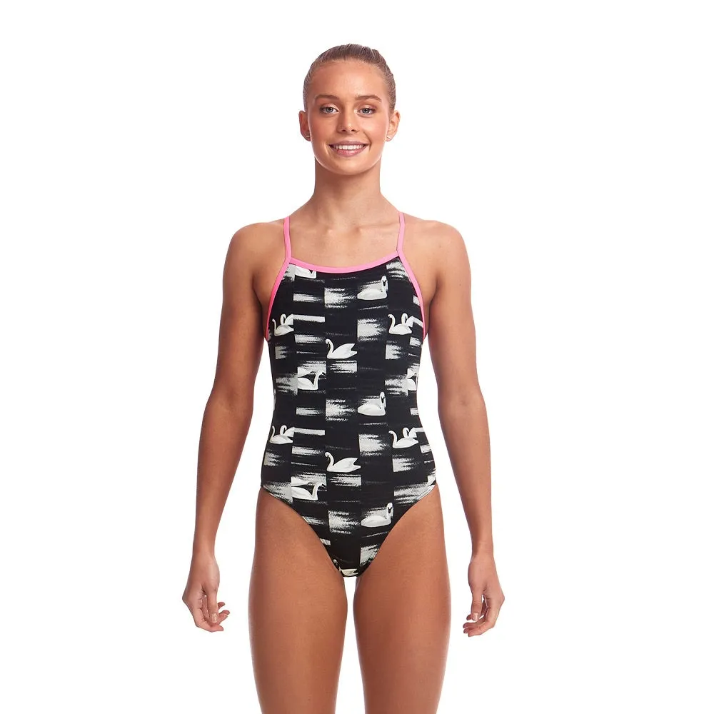 Funkita Girls Tie Me Tight One Piece FKS001G- Black Swan