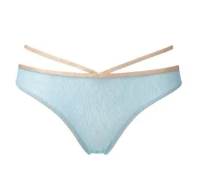 Geometric blue & blush thong