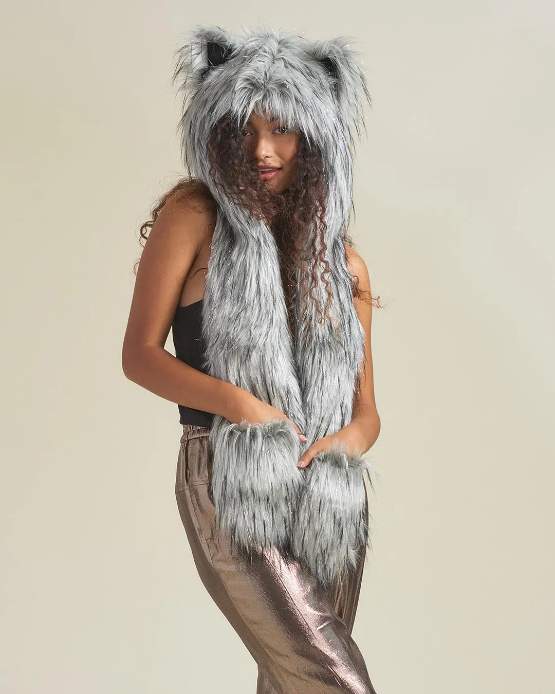 Glitter Moon Wolf Collector Edition Faux Fur Hood | Women's