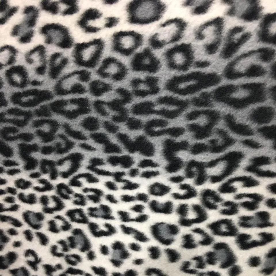 Gray Leopard Print Fleece Fabric