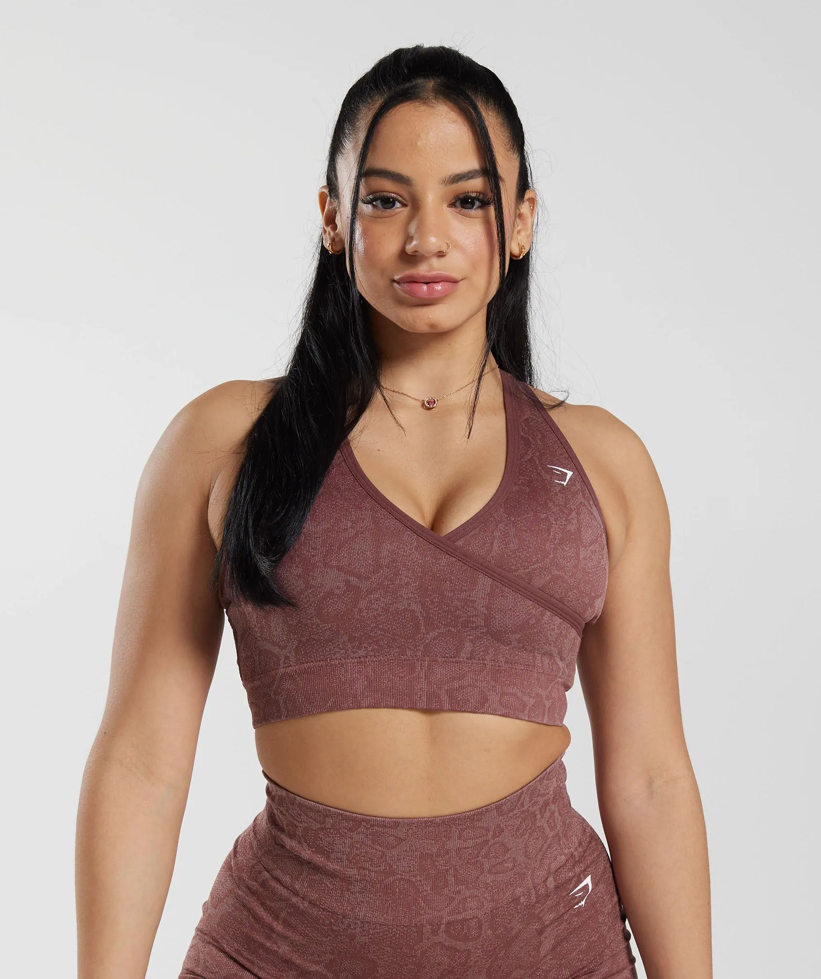 Gymshark Adapt Animal Seamless Sports Bra - Modern Blush Pink/Magenta Brown