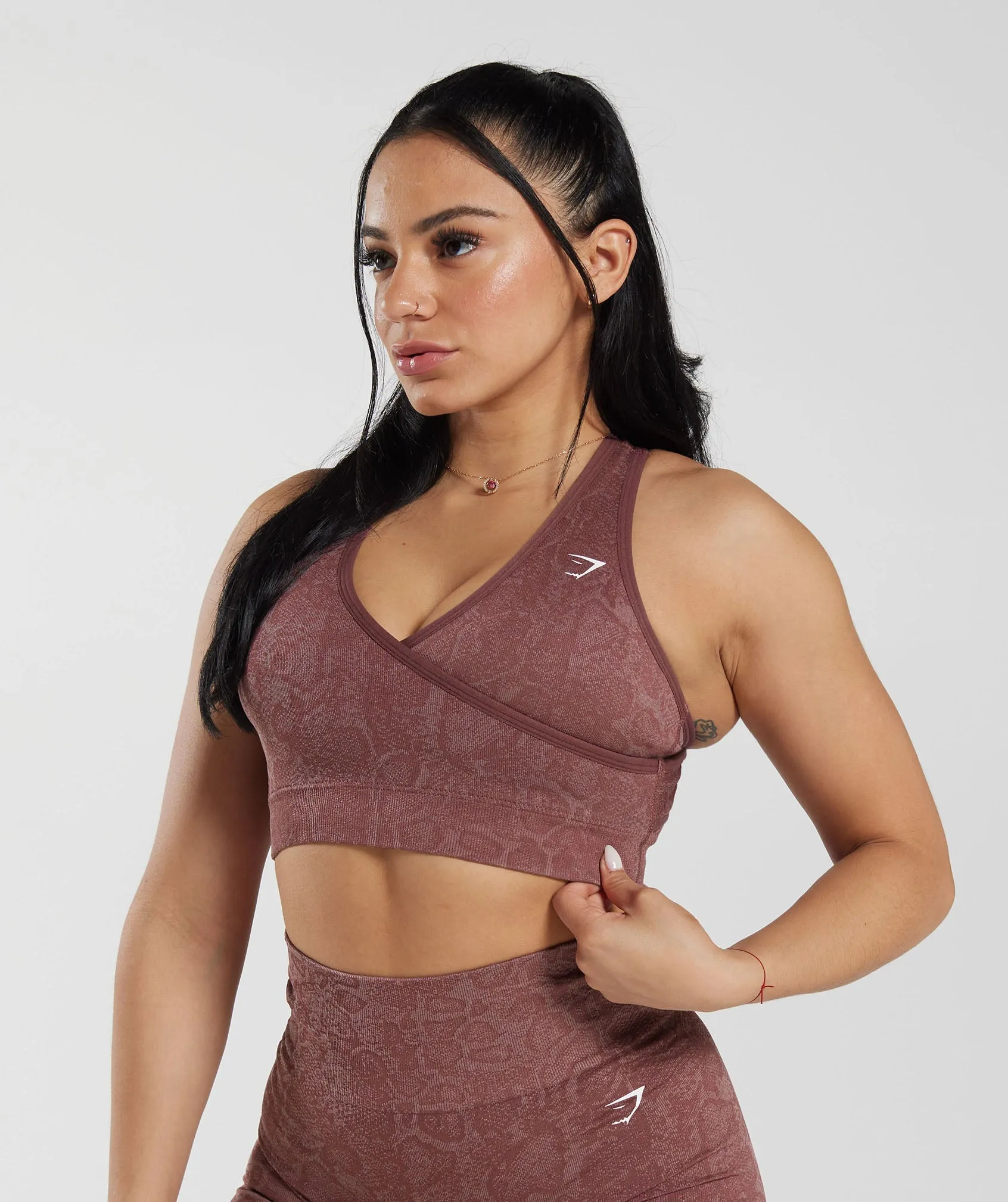 Gymshark Adapt Animal Seamless Sports Bra - Modern Blush Pink/Magenta Brown