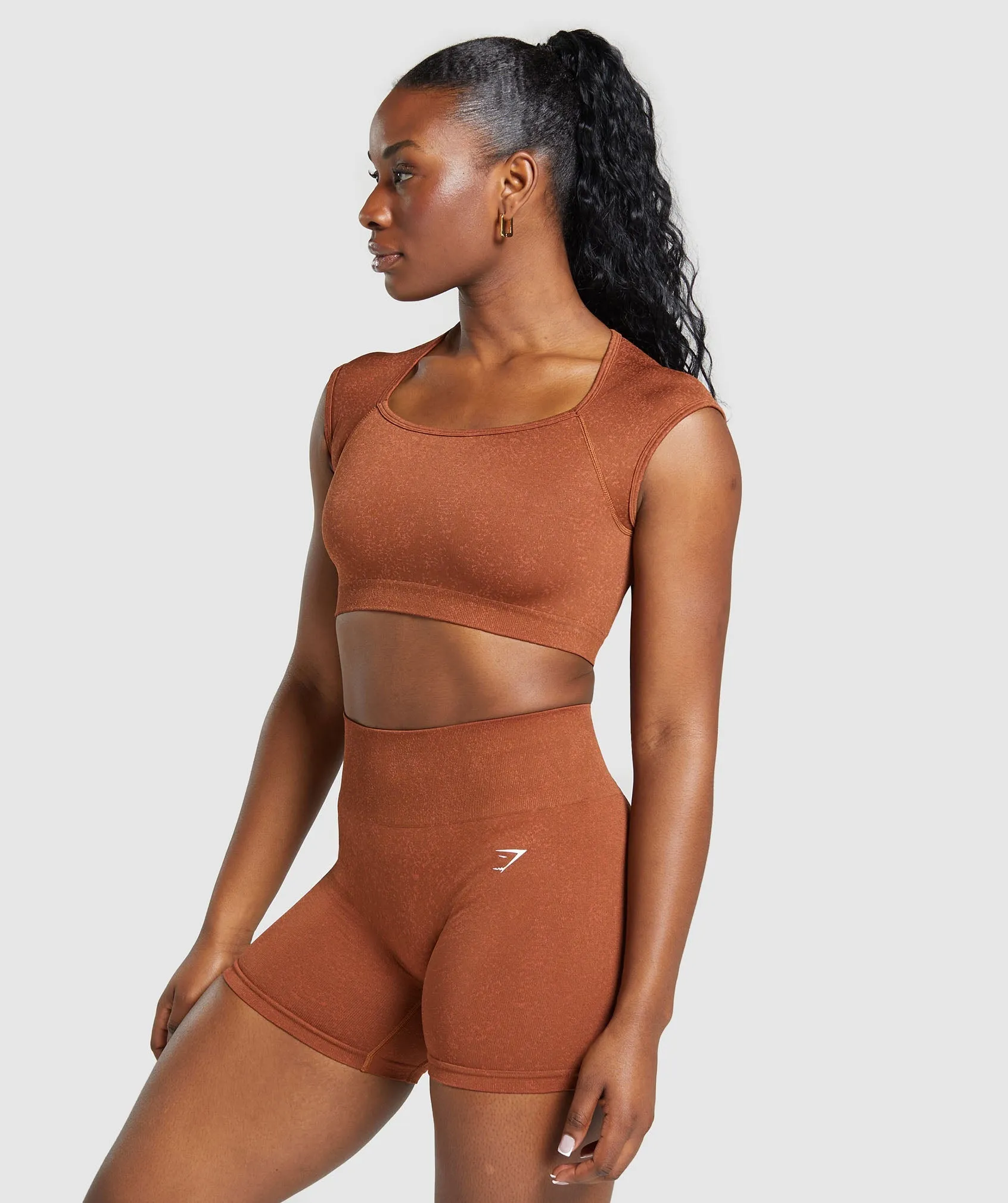 Gymshark Adapt Fleck Seamless Crop Top - Copper Brown/Terracotta Orange