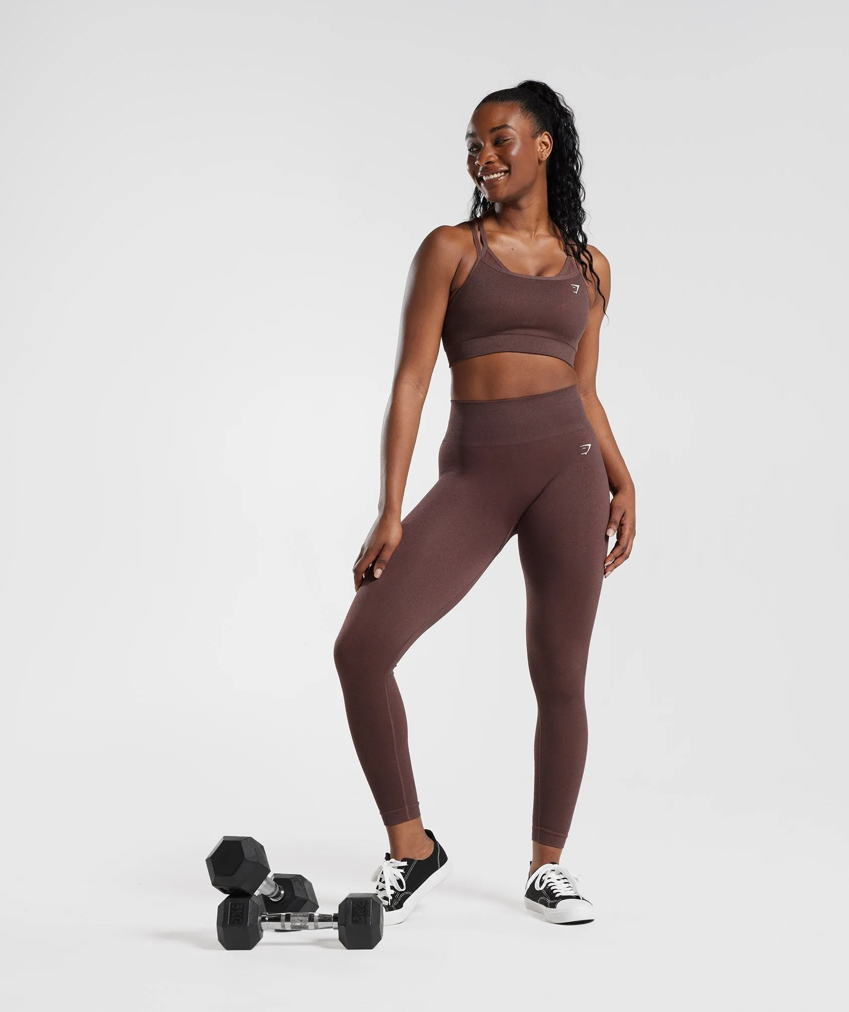 Gymshark Adapt Fleck Seamless Sports Bra - Chocolate Brown