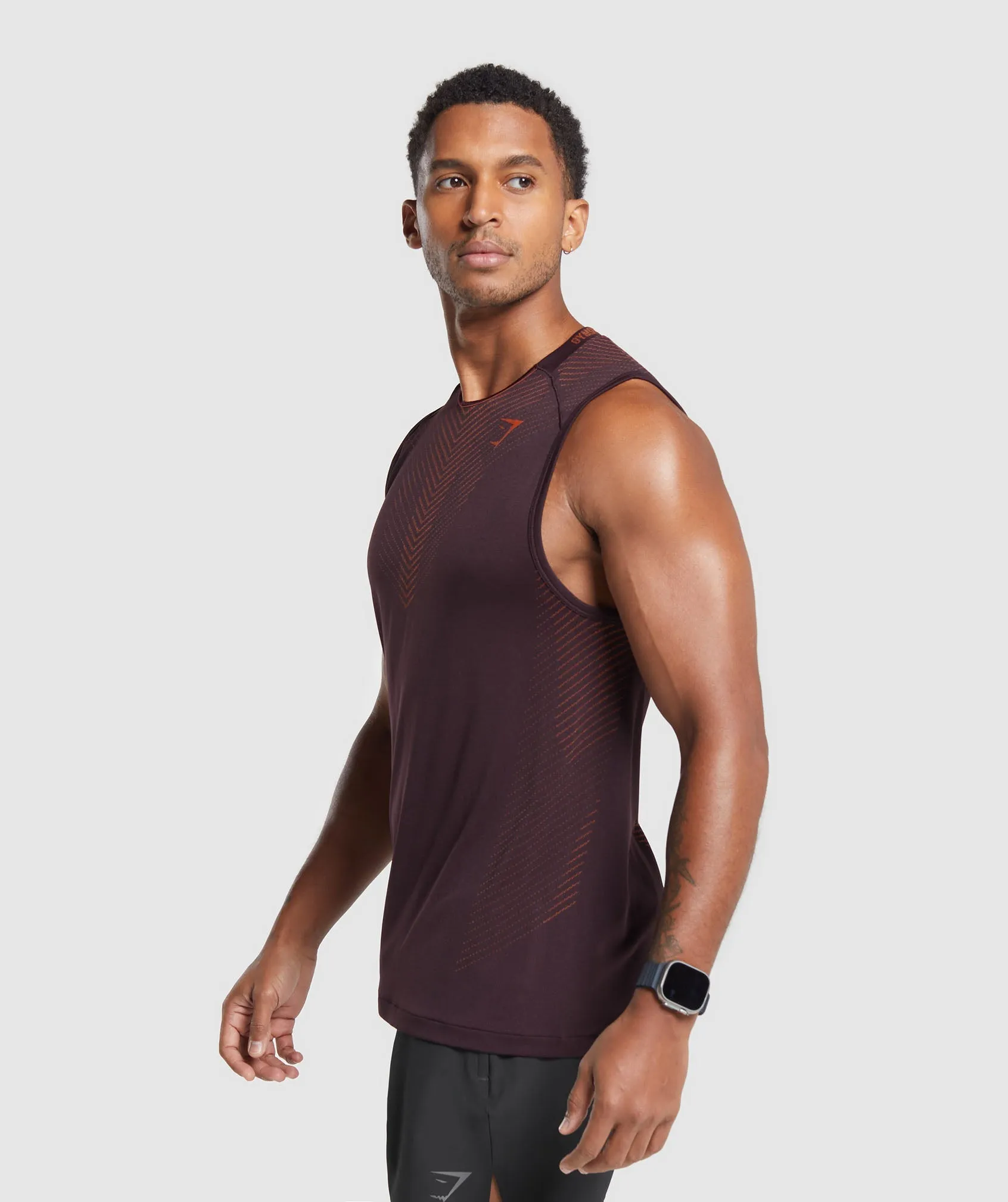 Gymshark Apex Seamless Tank - Plum Brown/Rust Orange