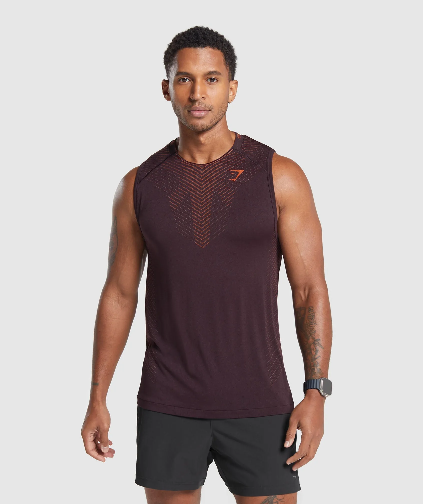 Gymshark Apex Seamless Tank - Plum Brown/Rust Orange