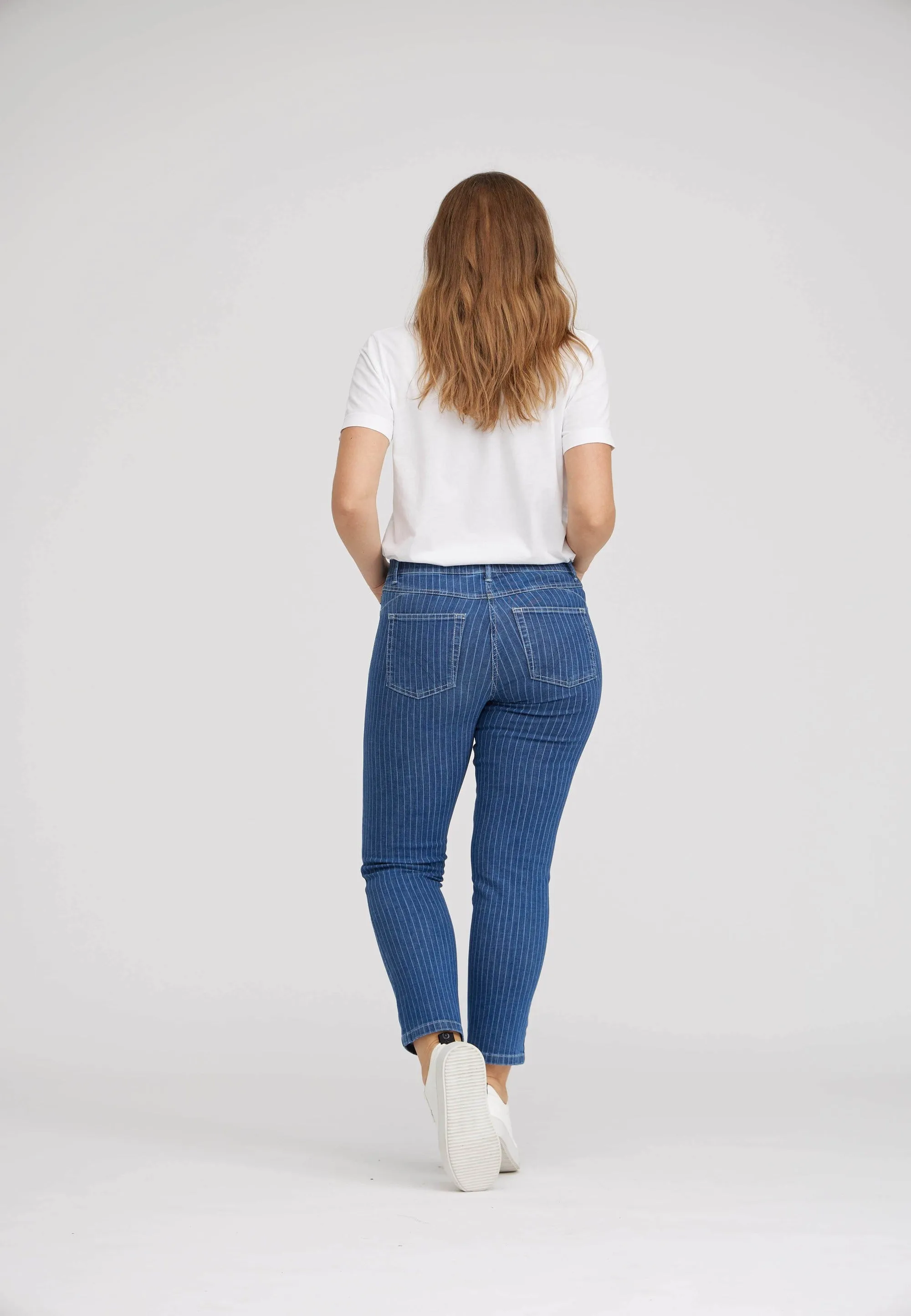 Hannah Regular - Extra Short Length - Blue Denim Stripe