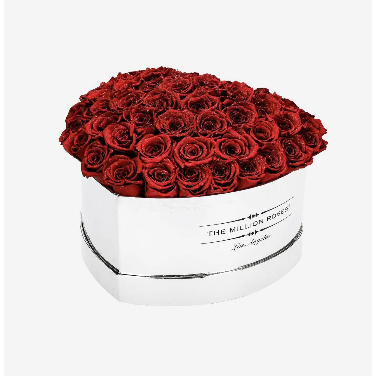 Heart Mirror Silver Dome Box | Red Diamond Roses