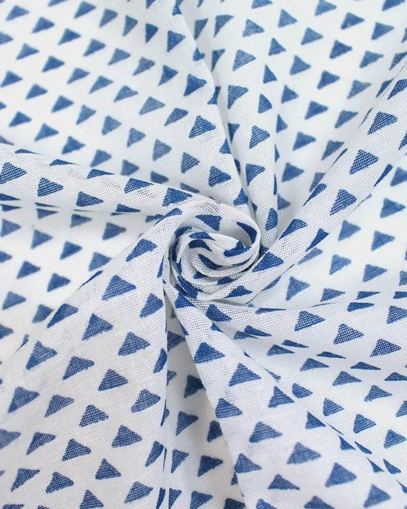 Japanese Handkerchief, Classic, White with Blue Uroko