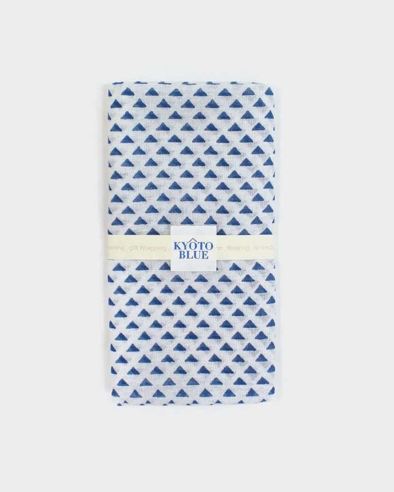 Japanese Handkerchief, Classic, White with Blue Uroko