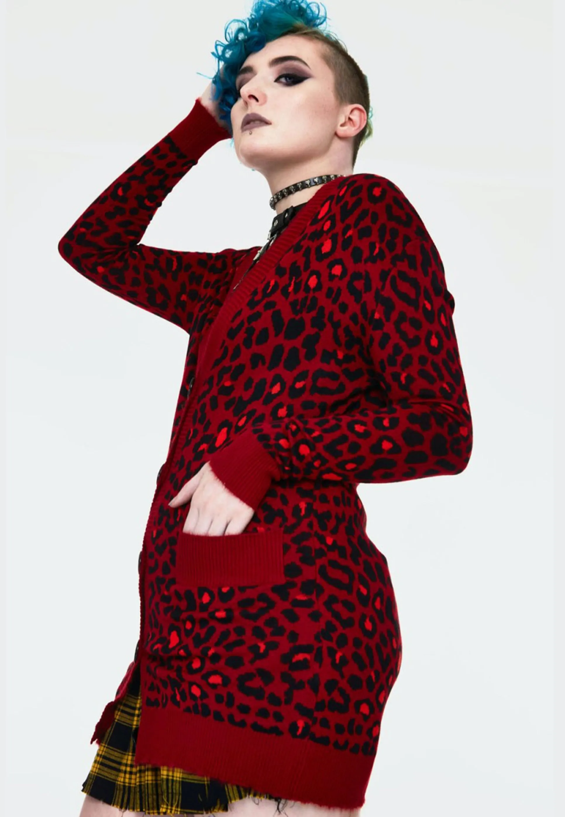 Jawbreaker - Maneater Red Leopard Print Oversized Red - Cardigan