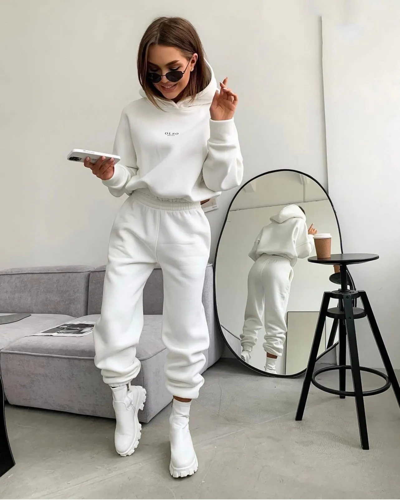 Knitted Fleece Casual Suit: Comfortable Two-piece Set for Women