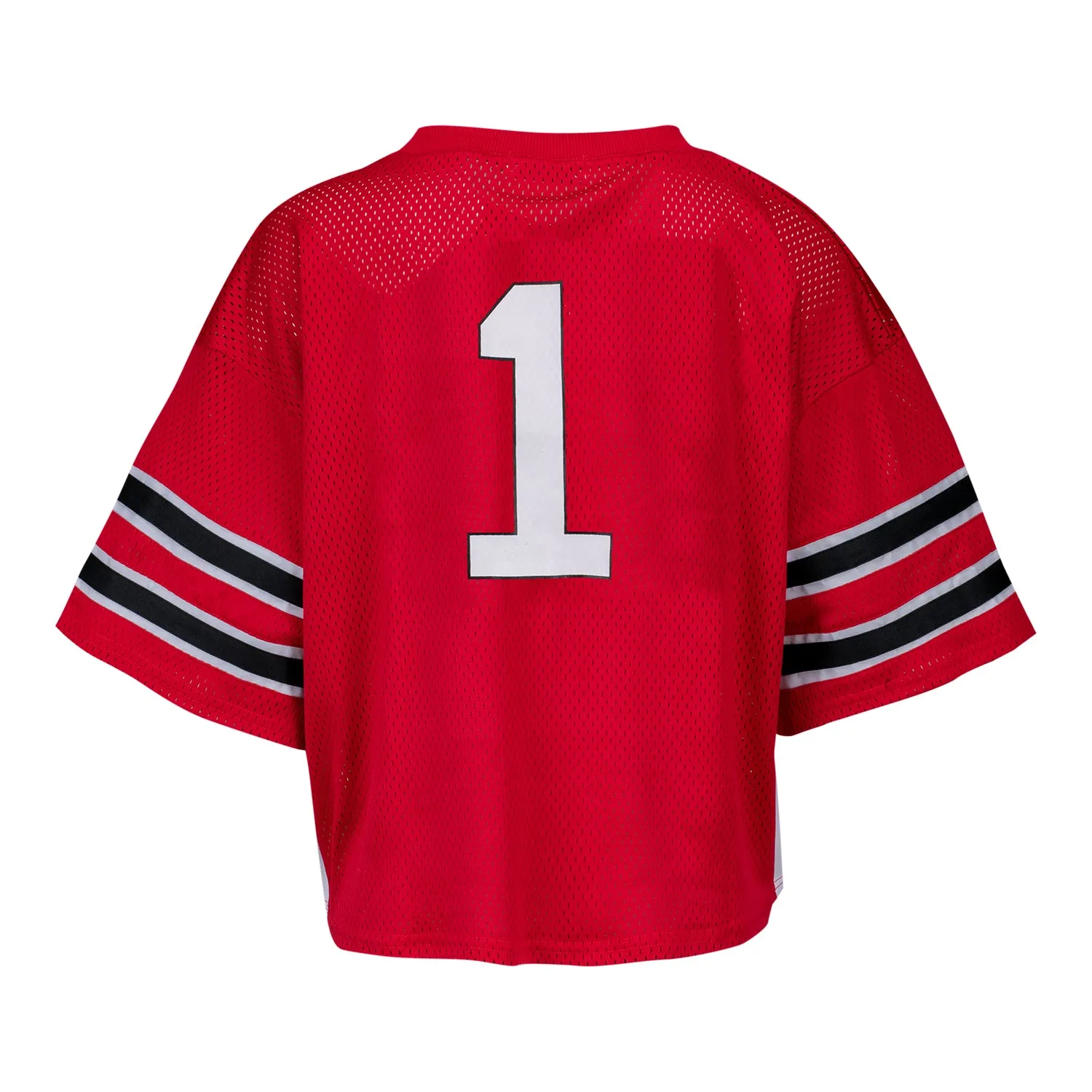 Ladies Ohio State Buckeyes Est. and Co. #1 Scarlet Cropped Jersey