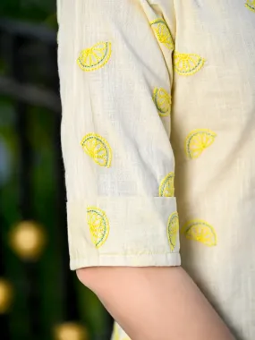 Lemon Embroidered Cotton Top