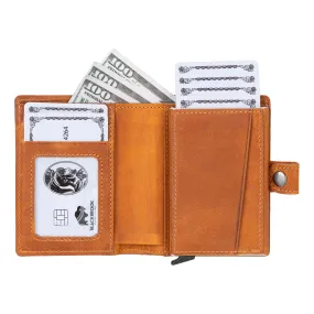 Max Slide Secure: RFID-Protected Wallet with Slide-Out Card, Cash Pocket & ID Slot, Golden Brown