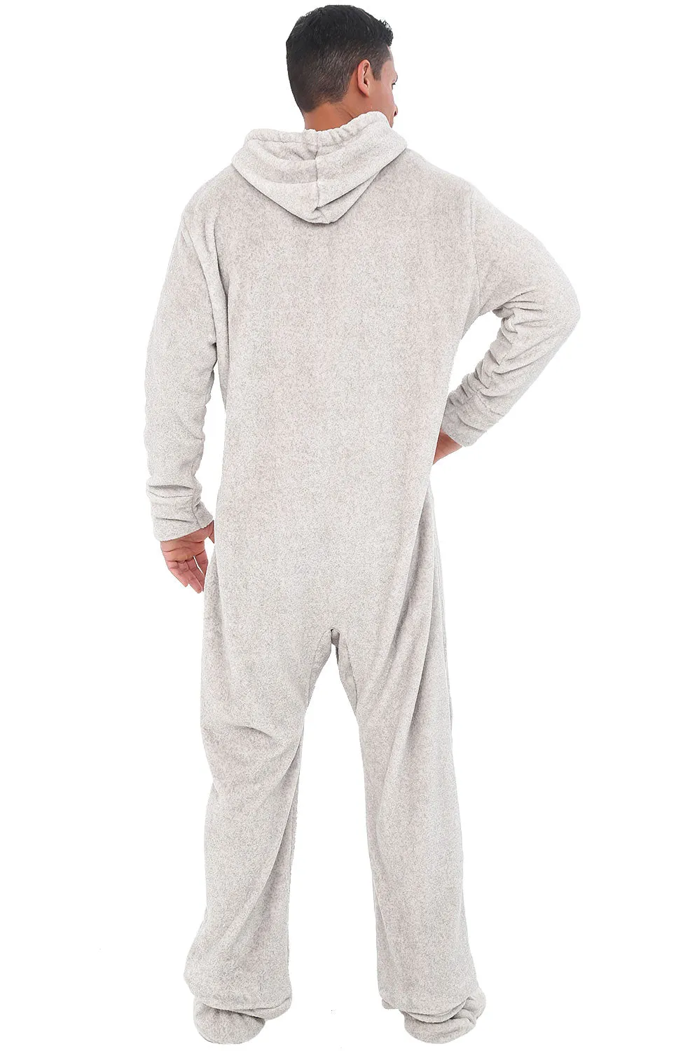 Men's Hooded Footed Adult Onesie Pajamas, Plush Winter PJs with Hood