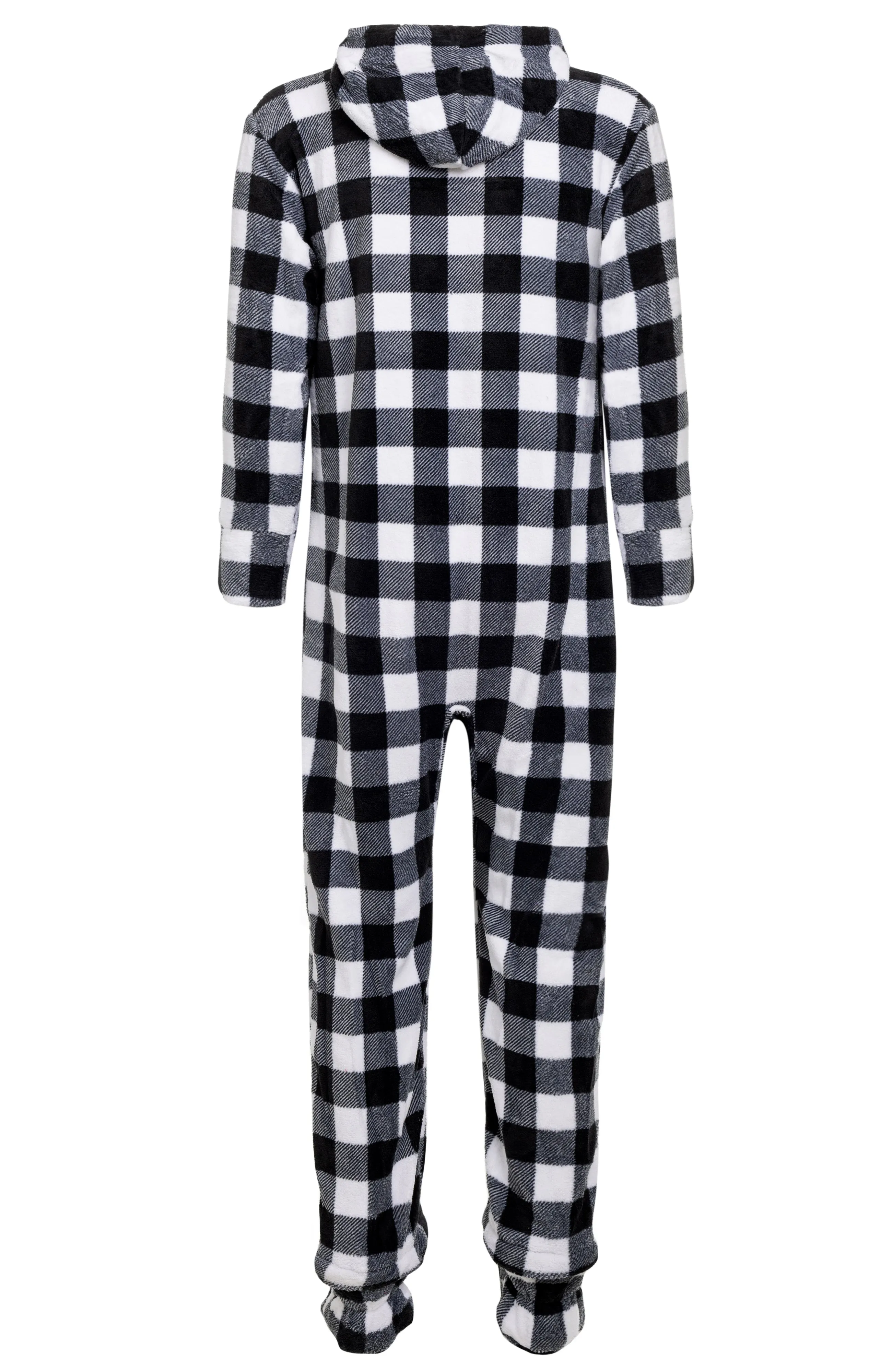 Men's Hooded Footed Adult Onesie Pajamas, Plush Winter PJs with Hood