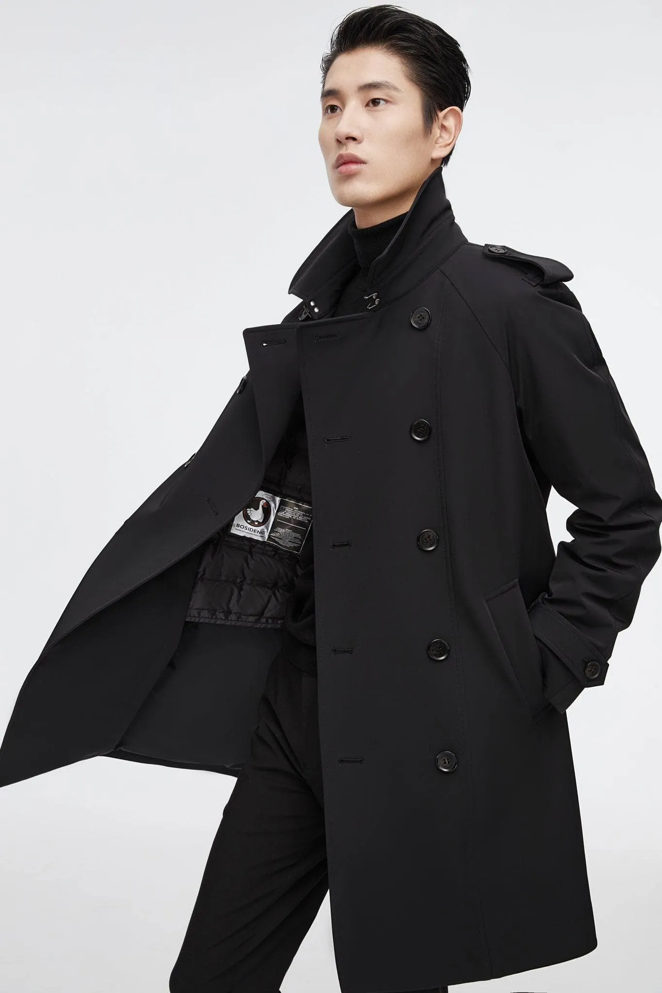 Mid-length Detachable Goose Down Trench Coat