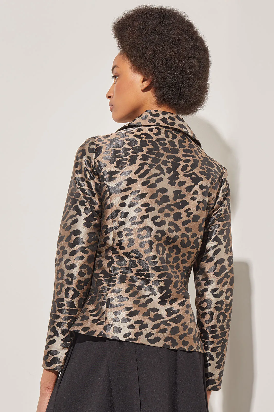 Modern Fit Faux Double Breasted Jacket - Leopard Print Woven