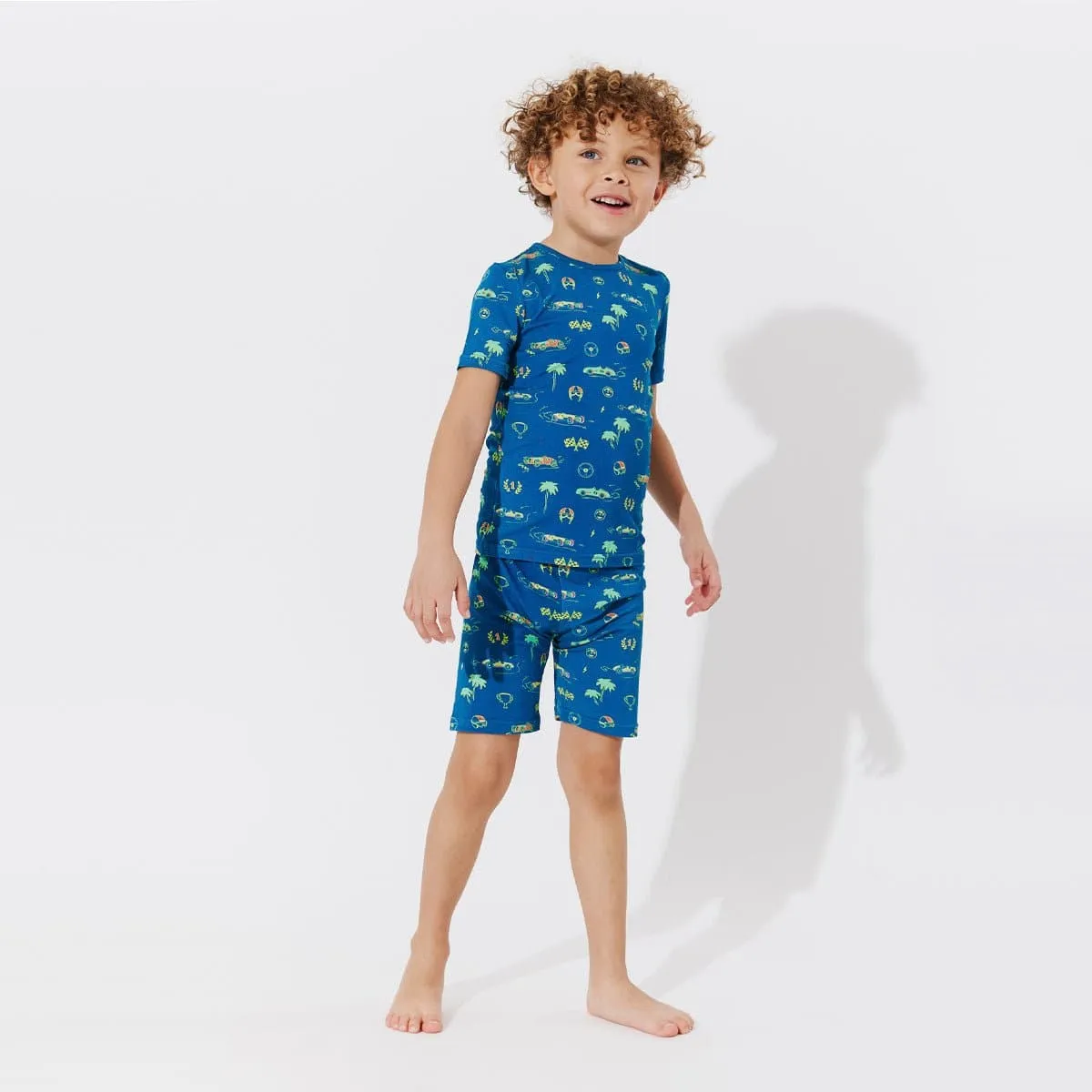 Monaco Blue Bamboo Kids Pajama Short Set