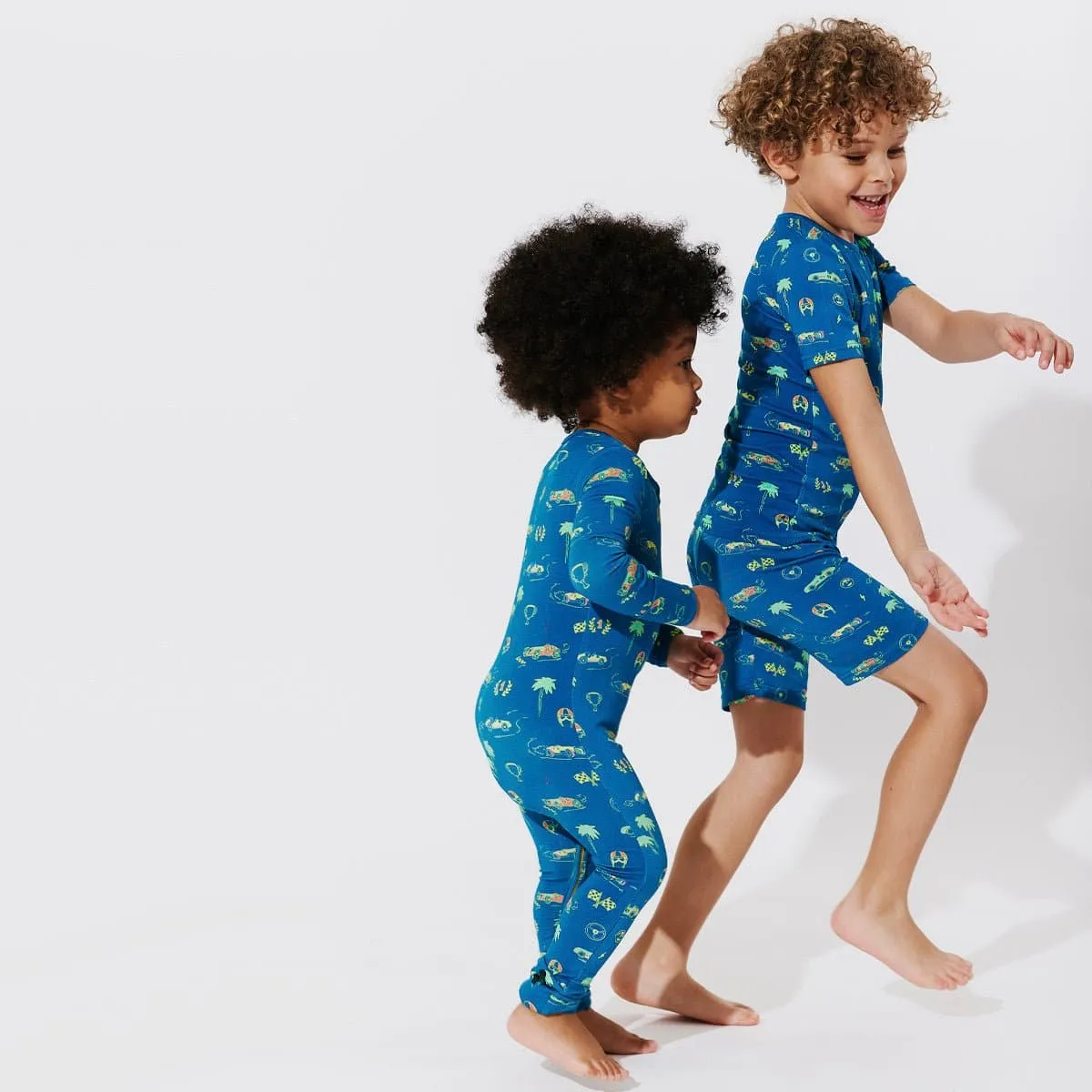 Monaco Blue Bamboo Kids Pajama Short Set