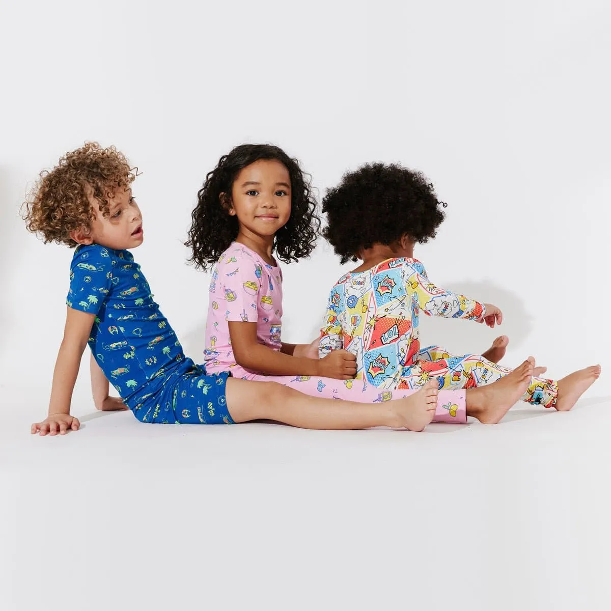 Monaco Blue Bamboo Kids Pajama Short Set