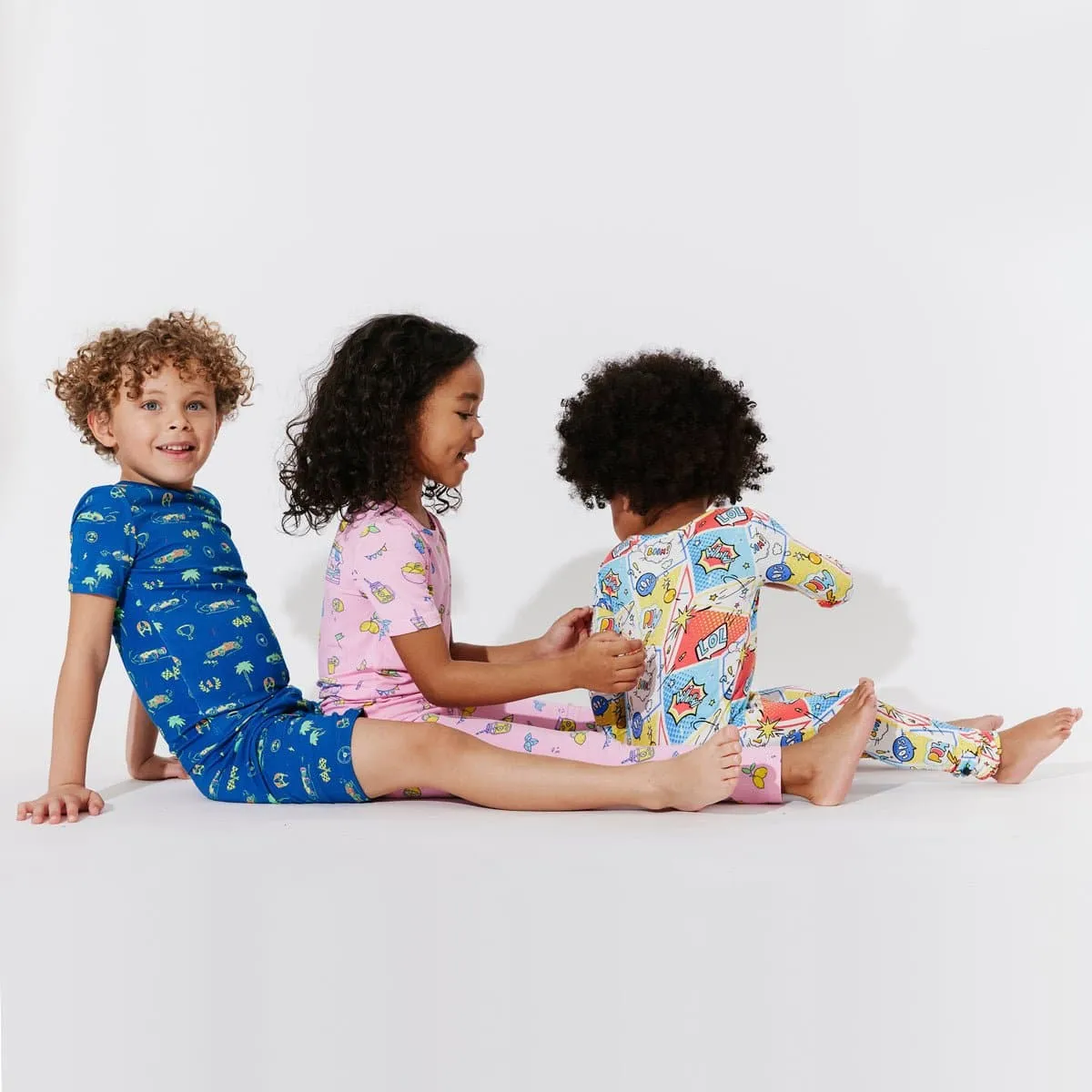 Monaco Blue Bamboo Kids Pajama Short Set