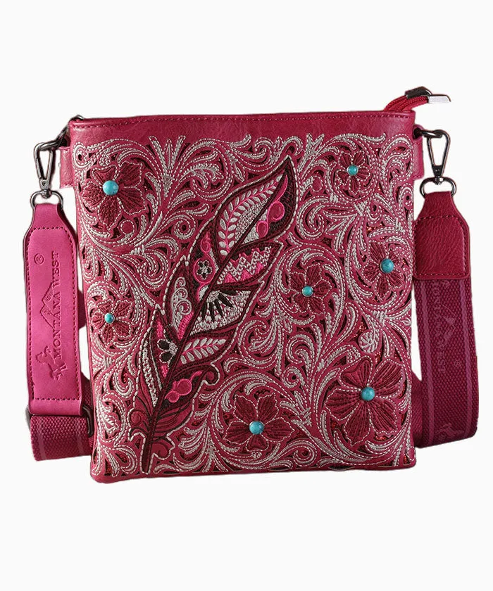 Montana West Embroidered Floral Concealed Carry Crossbody Bag