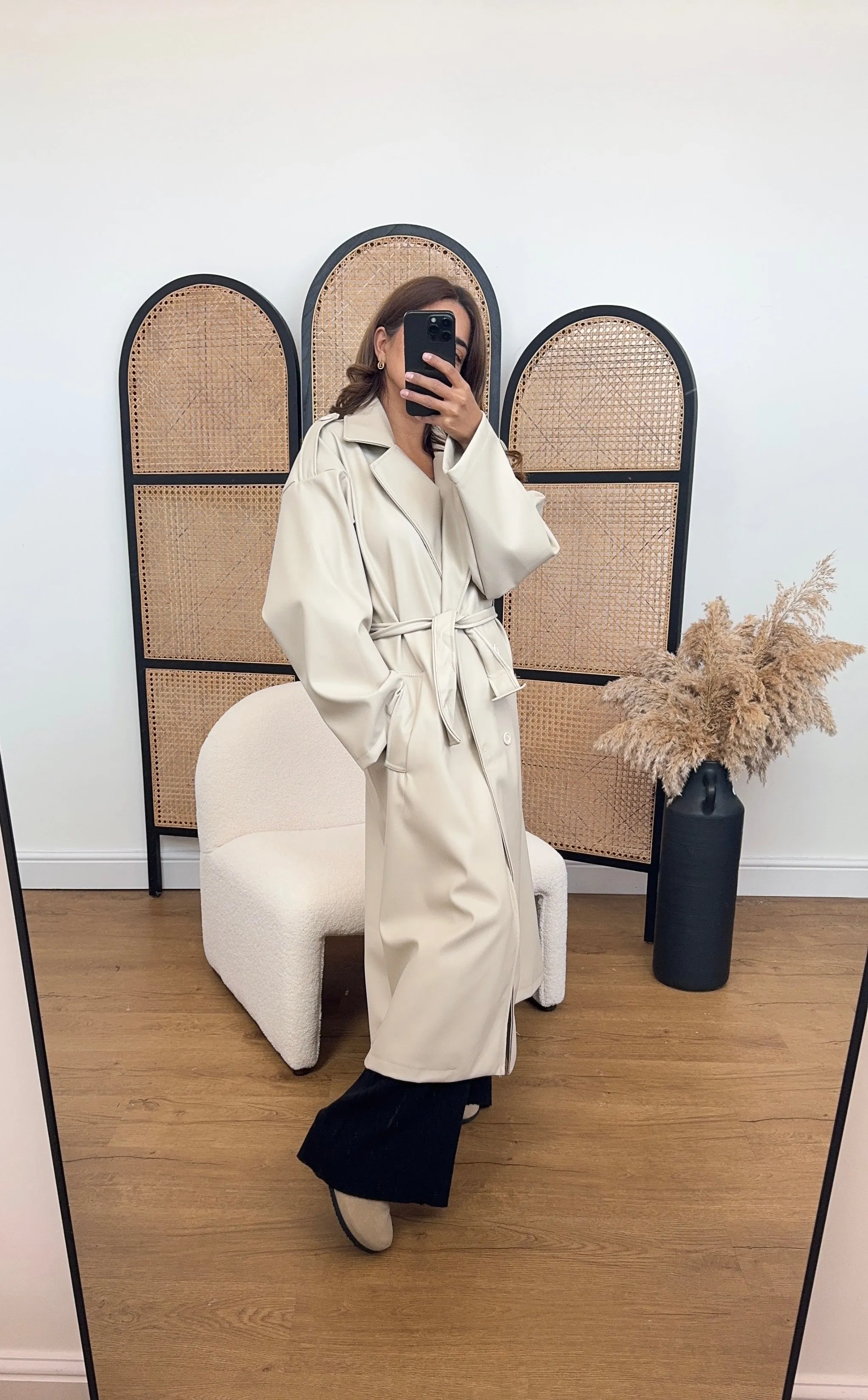 Nila faux trench coat cream