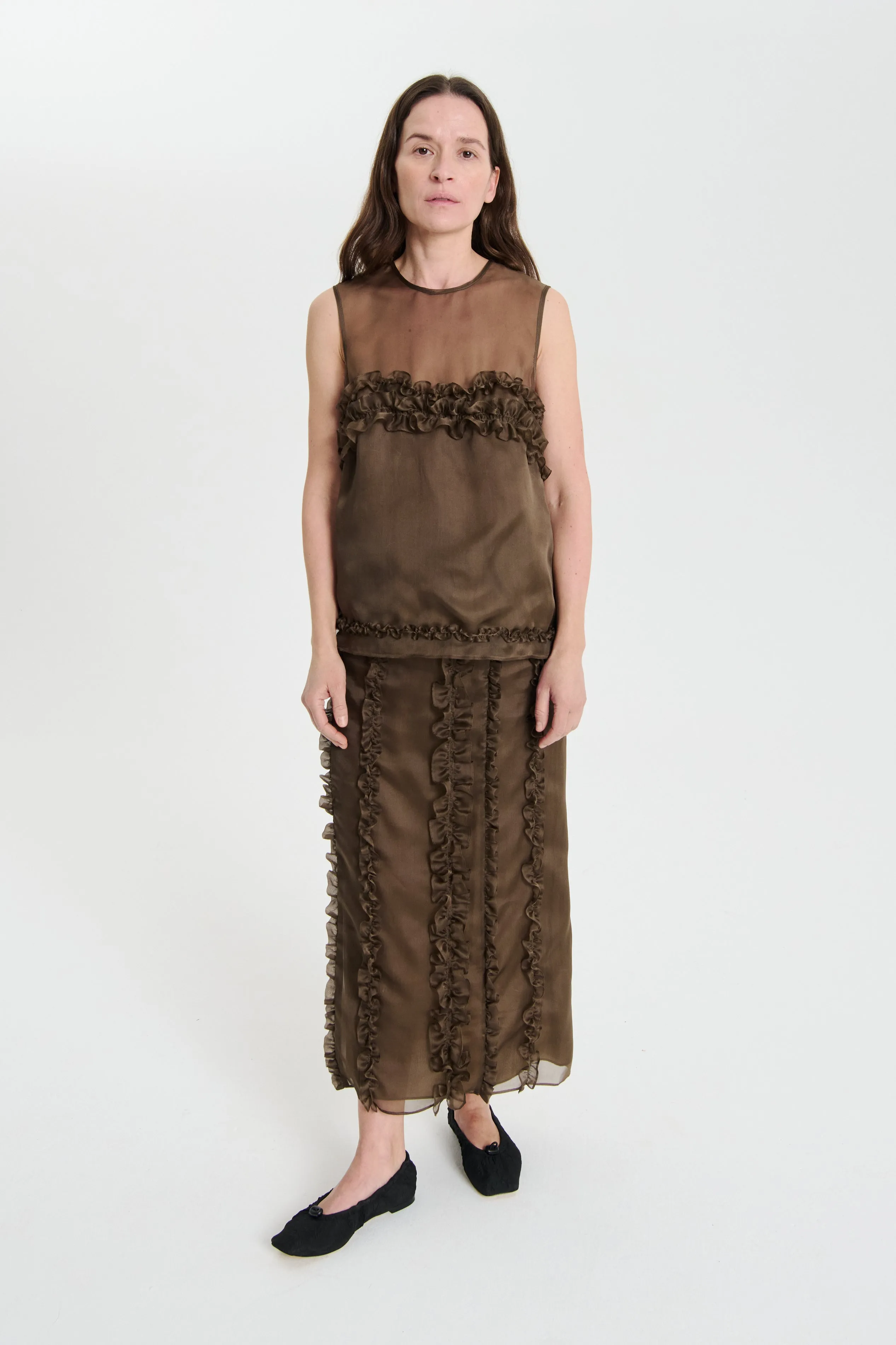 OCEAN | SKIRT SATIN ORGANZA BROWN