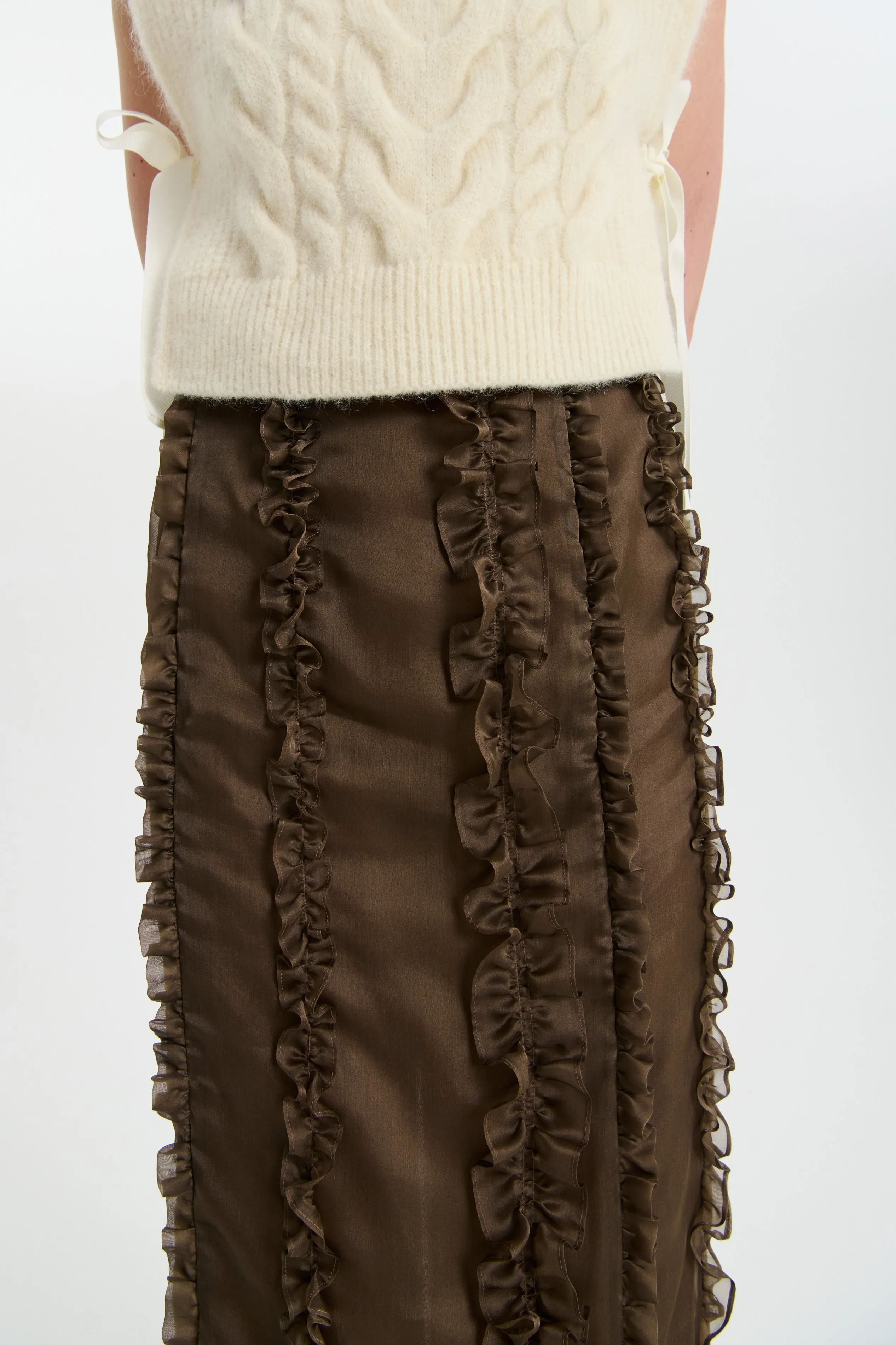 OCEAN | SKIRT SATIN ORGANZA BROWN