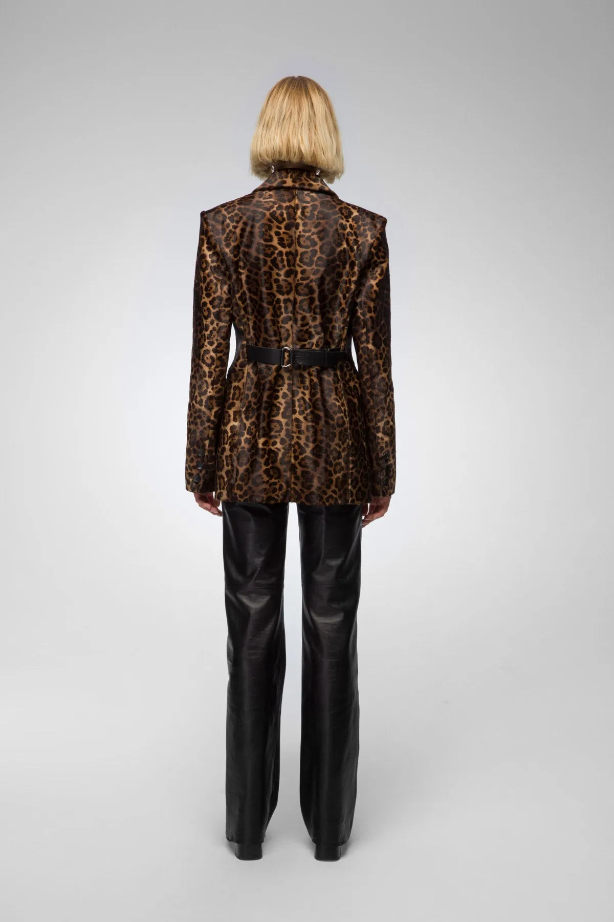 Oceane - Brown Leopard Leather Jacket