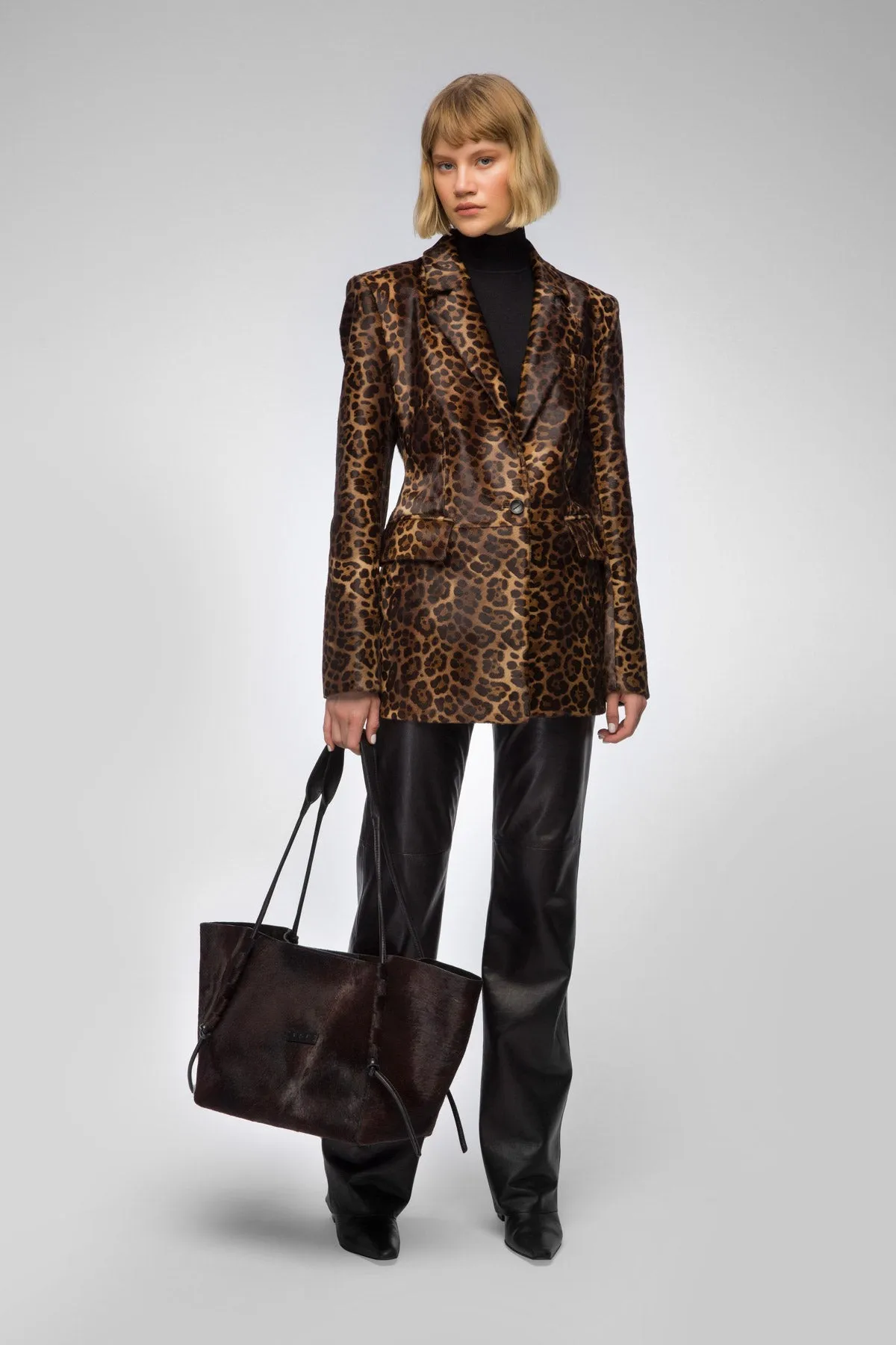 Oceane - Brown Leopard Leather Jacket