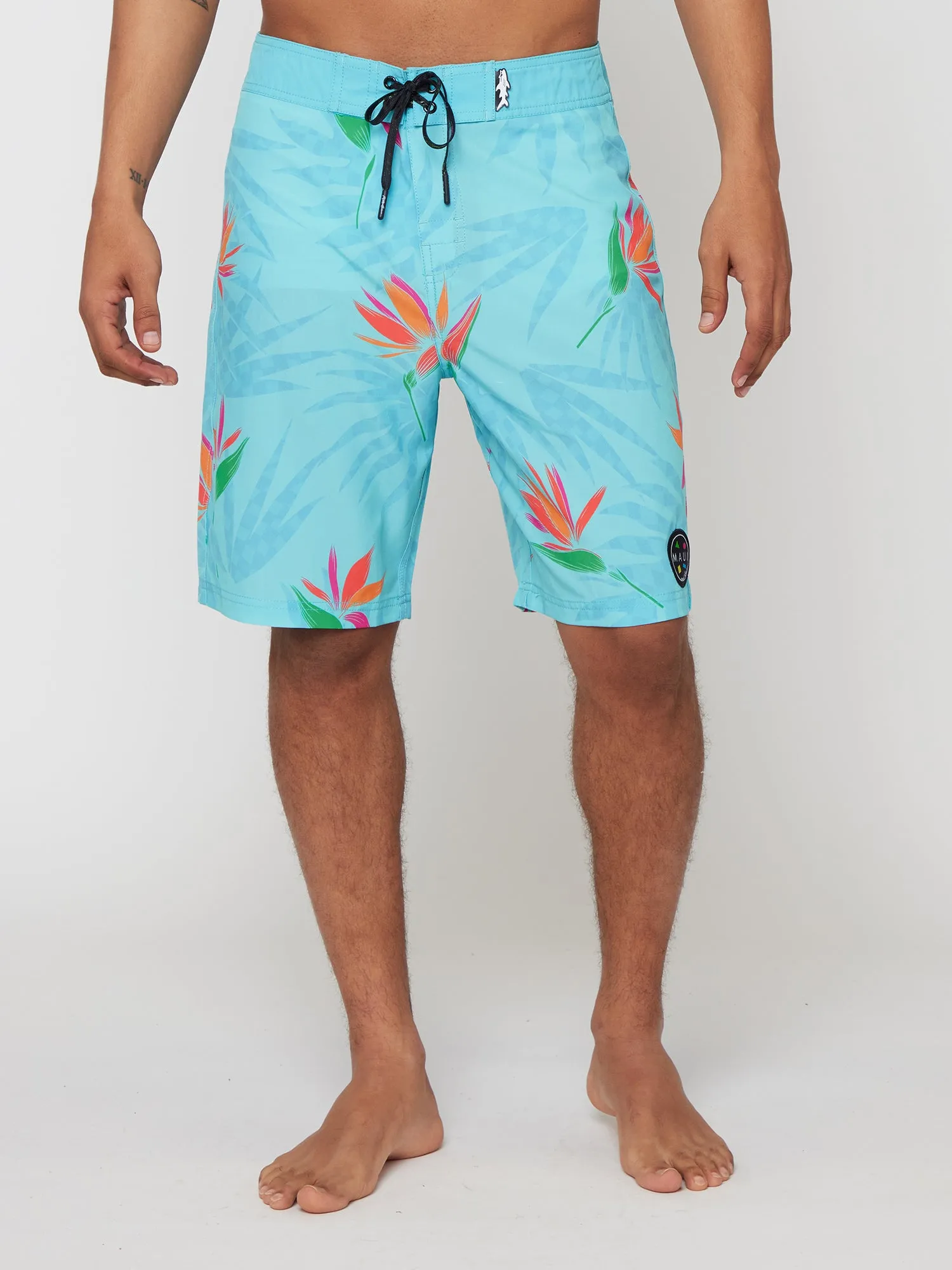 Paradise Check Board Shorts in Blue