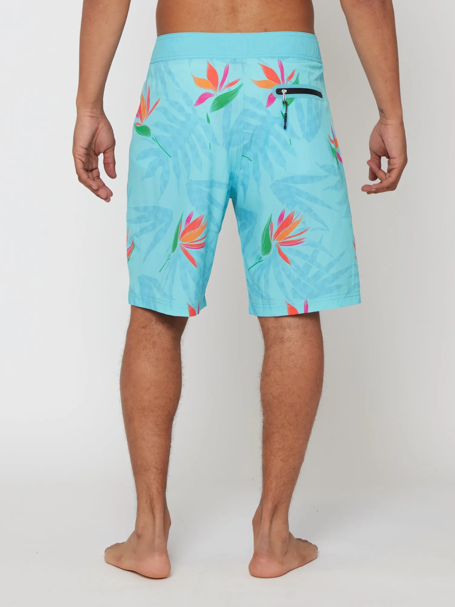 Paradise Check Board Shorts in Blue