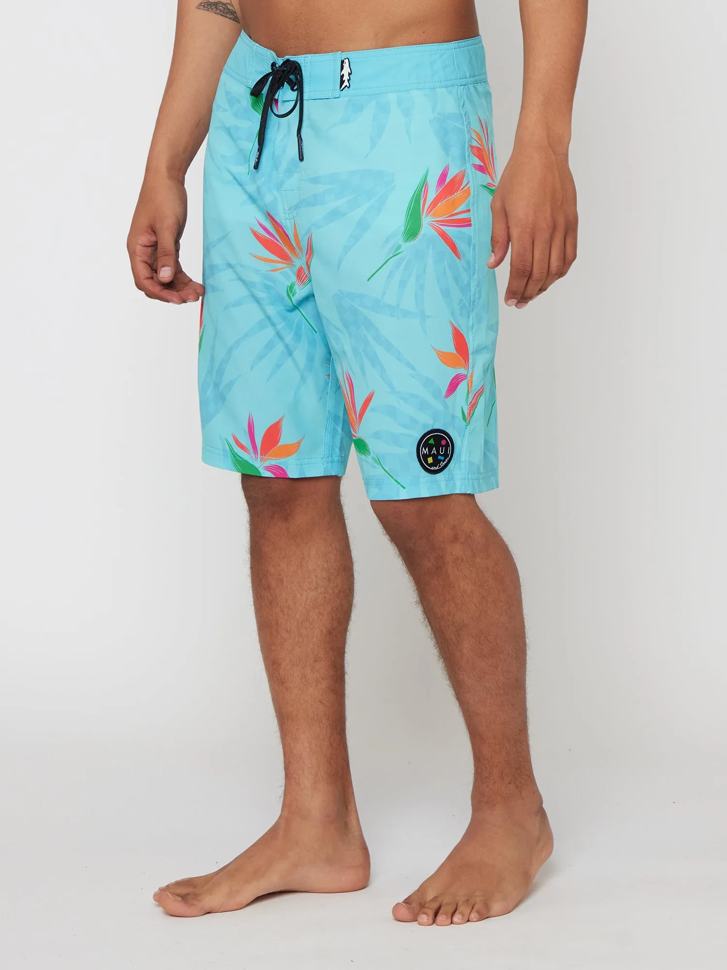 Paradise Check Board Shorts in Blue