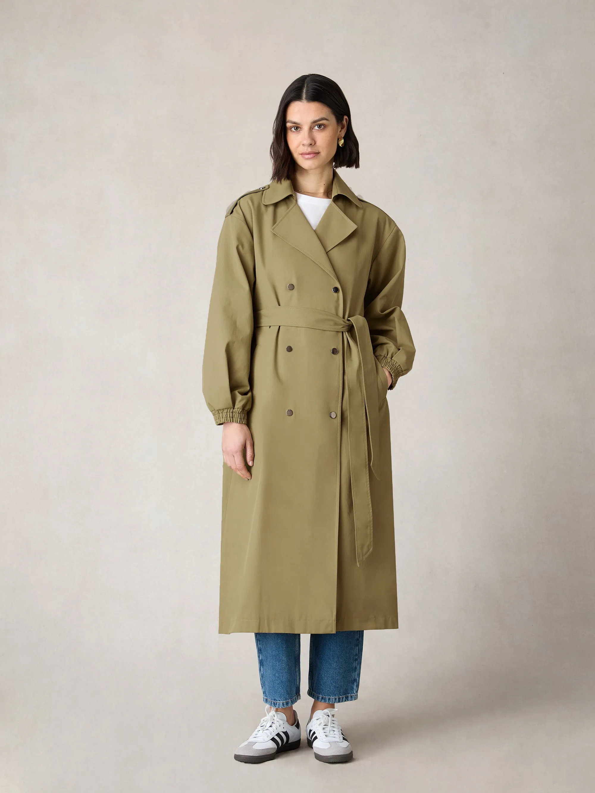 Petite Khaki Belted Trench Coat