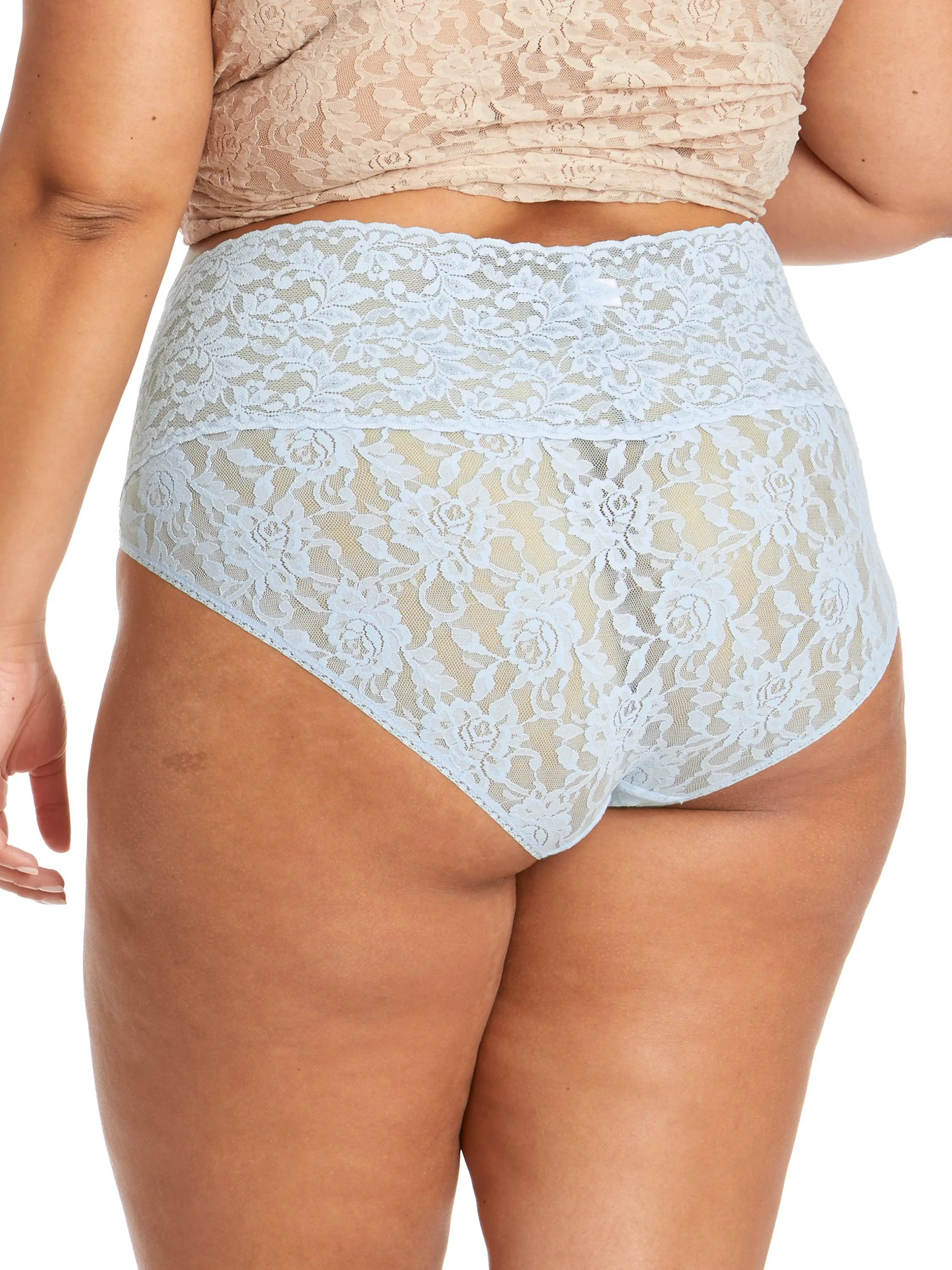 Plus Size Retro Lace V-kini Partly Cloudy Blue Sale